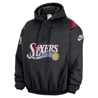 Nike Therma-FIT NBA Philadelphia 76ers Hardwood Clasics 1/2-Zip Hoodie - Preto - Moletom com capuz
