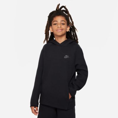 Nike Sportswear Tech Fleece Big Kids' Pullover Hoodie Black - Preto - Moletom com capuz