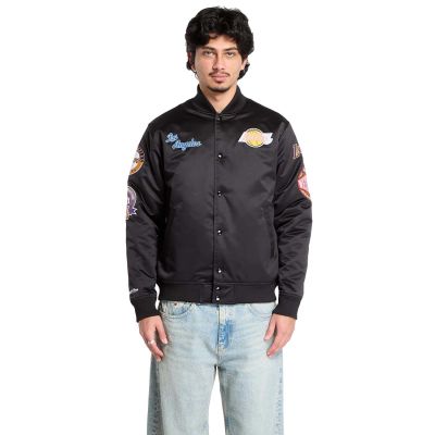 Mitchell & Ness NBA Blackout Heavyweight Lakers Satin Jacket - Preto - Jaqueta